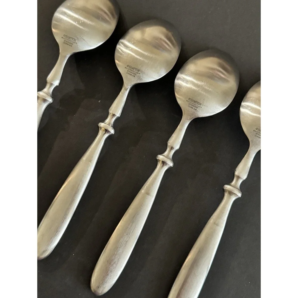 Hampton Silversmith Bistro Satin Dinner Soup Spoons‎ 7 7/8